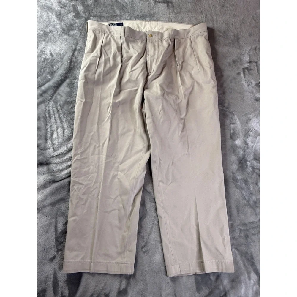 Polo By Ralph Lauren Ethan Pant Chino Trousers Mens 42x26 Beige Pleated